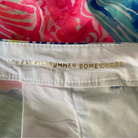 Lilly Pulitzer The buttercup stretch scalloped hem pink & blue shell print sz 00 - Picture 5 of 11